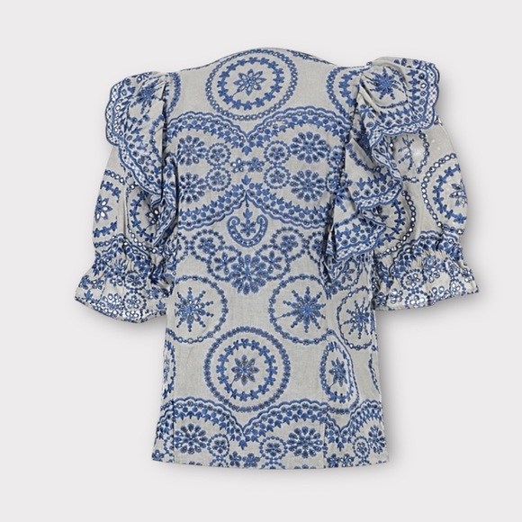 Sézane South Blouse in Ecru Blue FR 34 / US 2 - Picture 7 of 14